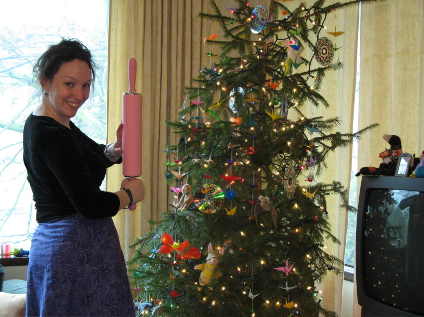 Sasha with her new space-aged rolling pin