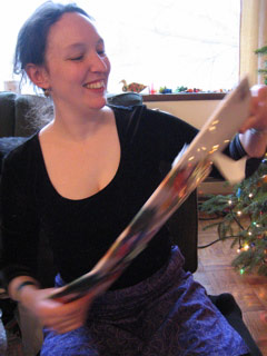 Sasha opening a present