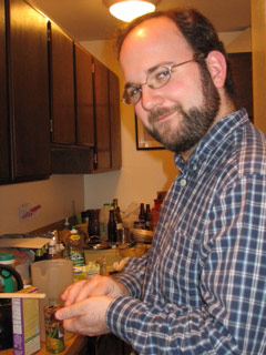 Michael cooking dinner