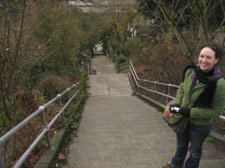 Sasha on Stairs Down to Eastlake