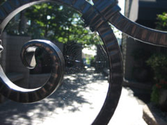 Ironwork and spiderweb on Eastlake Avenue