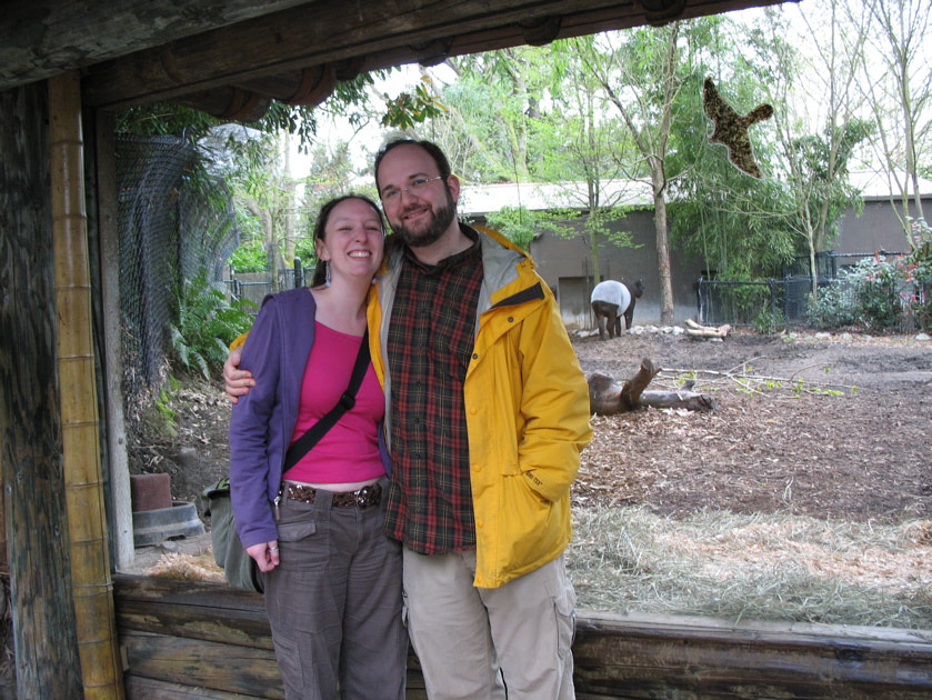 Sasha and Michael in front of the tapirs at the Woodland Park Zoo