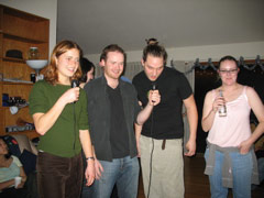 Becca, Conor, Justin, and Ingrid sing karaoke