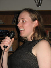 Julia sings karaoke